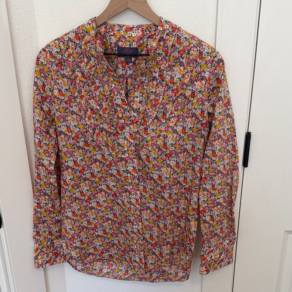 J. Crew Pink Floral Button-Down Shirt